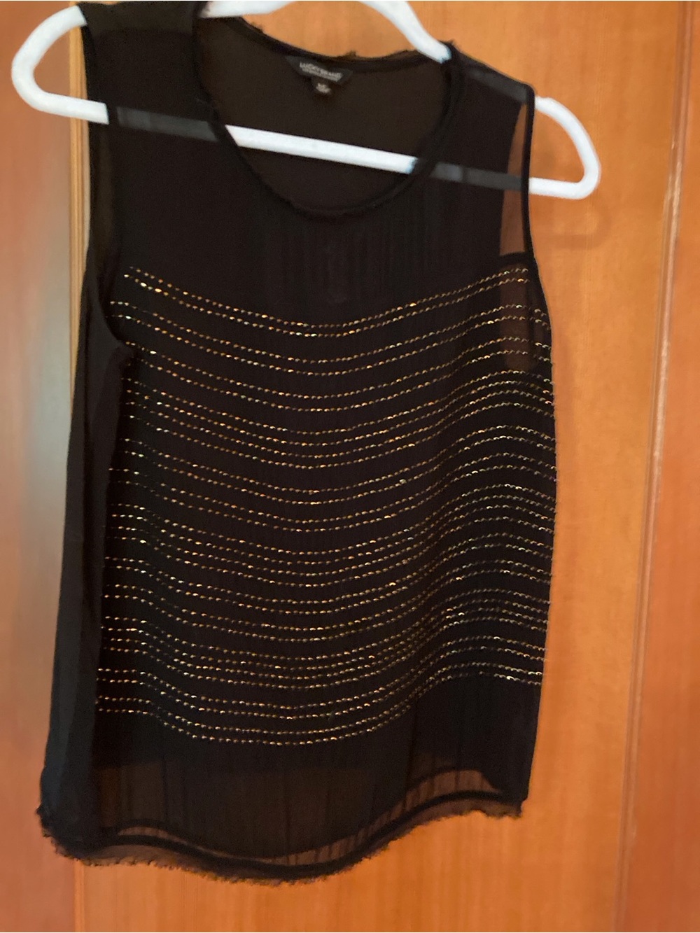 Lucky Brand Black Sleeveless Blouse with Gold Beading Size M